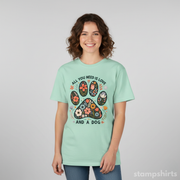 All You Need Is Love and a Dog Paw Floral T-Shirt