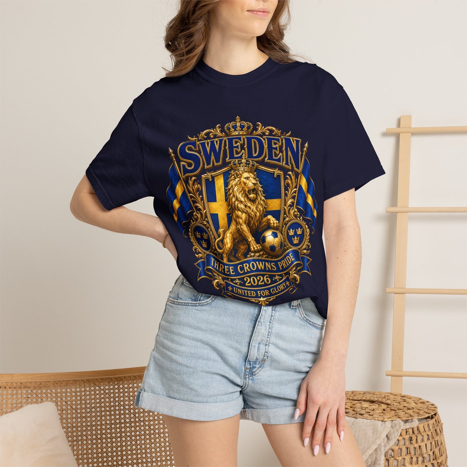 Sweden Lion Crest T-Shirt — Three Crowns Pride Soccer Fan Tee