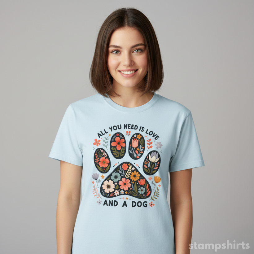 All You Need Is Love and a Dog Paw Floral T-Shirt — image 4 of 6