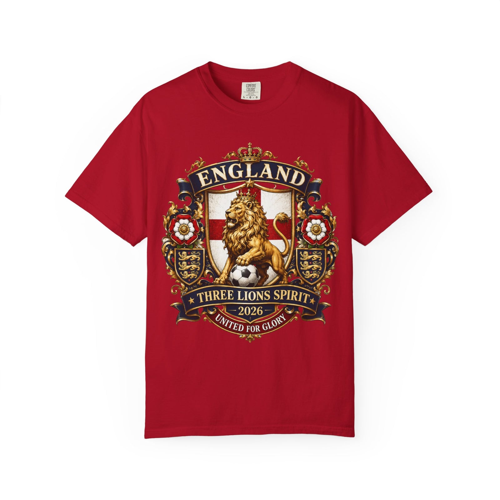 England Three Lions Crest T-Shirt — 'Three Lions Spirit' Football Fan Tee