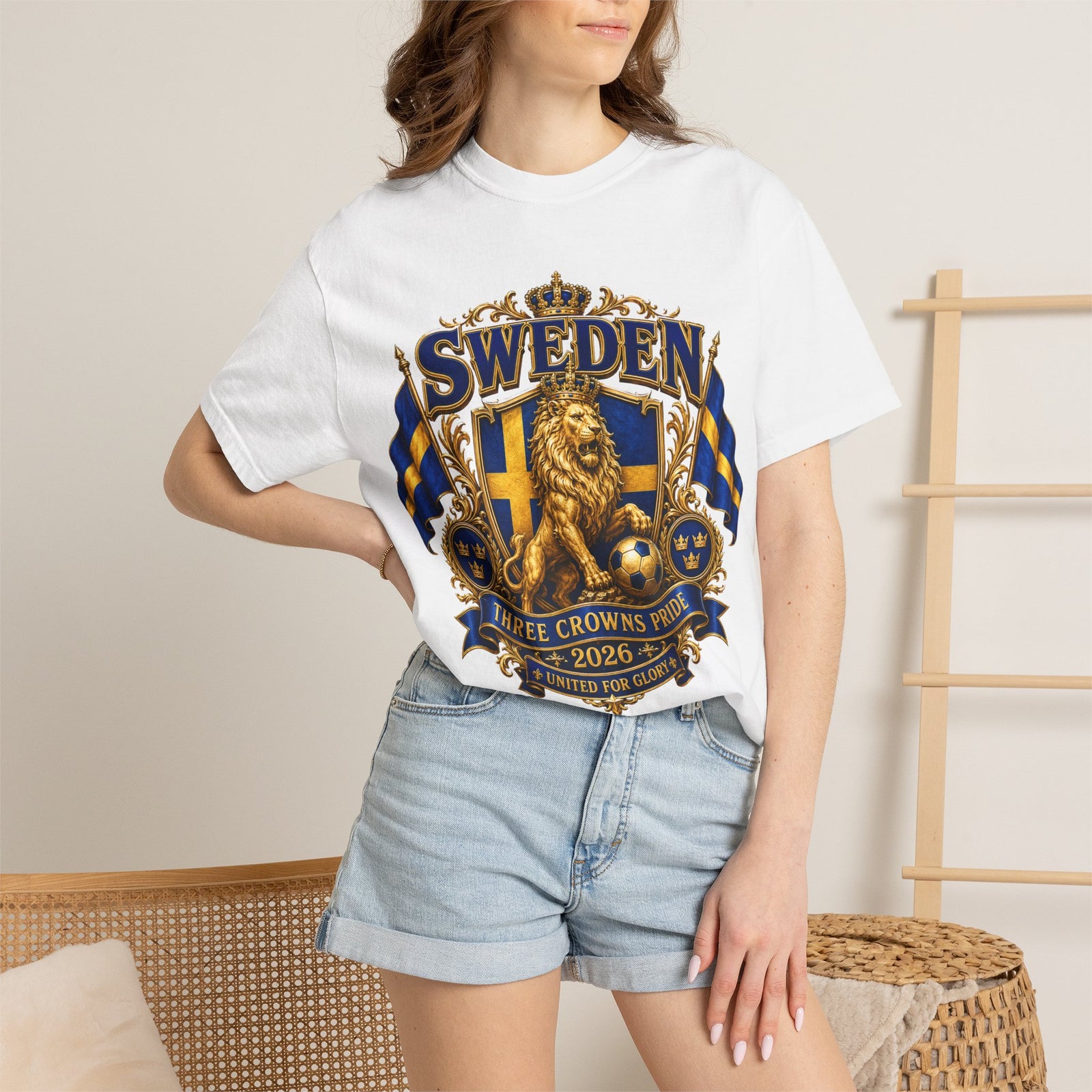 Sweden Lion Crest T-Shirt — Three Crowns Pride Soccer Fan Tee