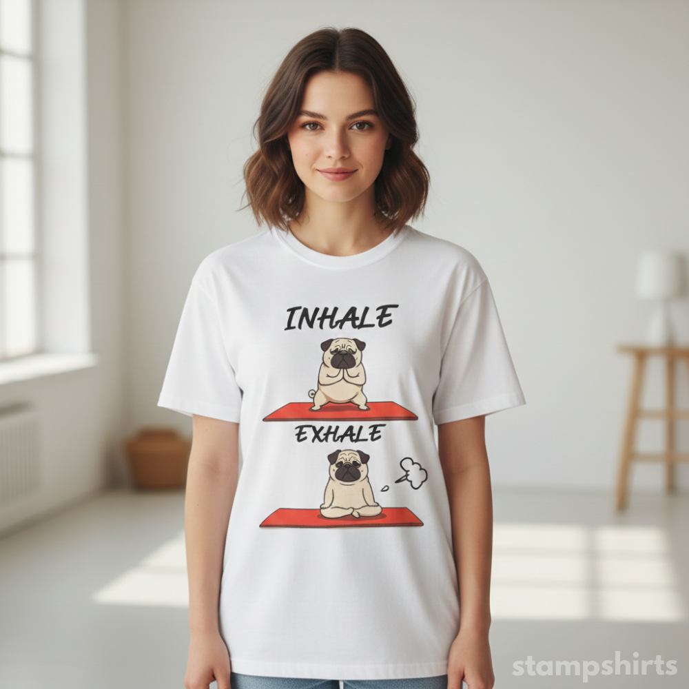 Inhale Exhale Pug Yoga T-Shirt image 5