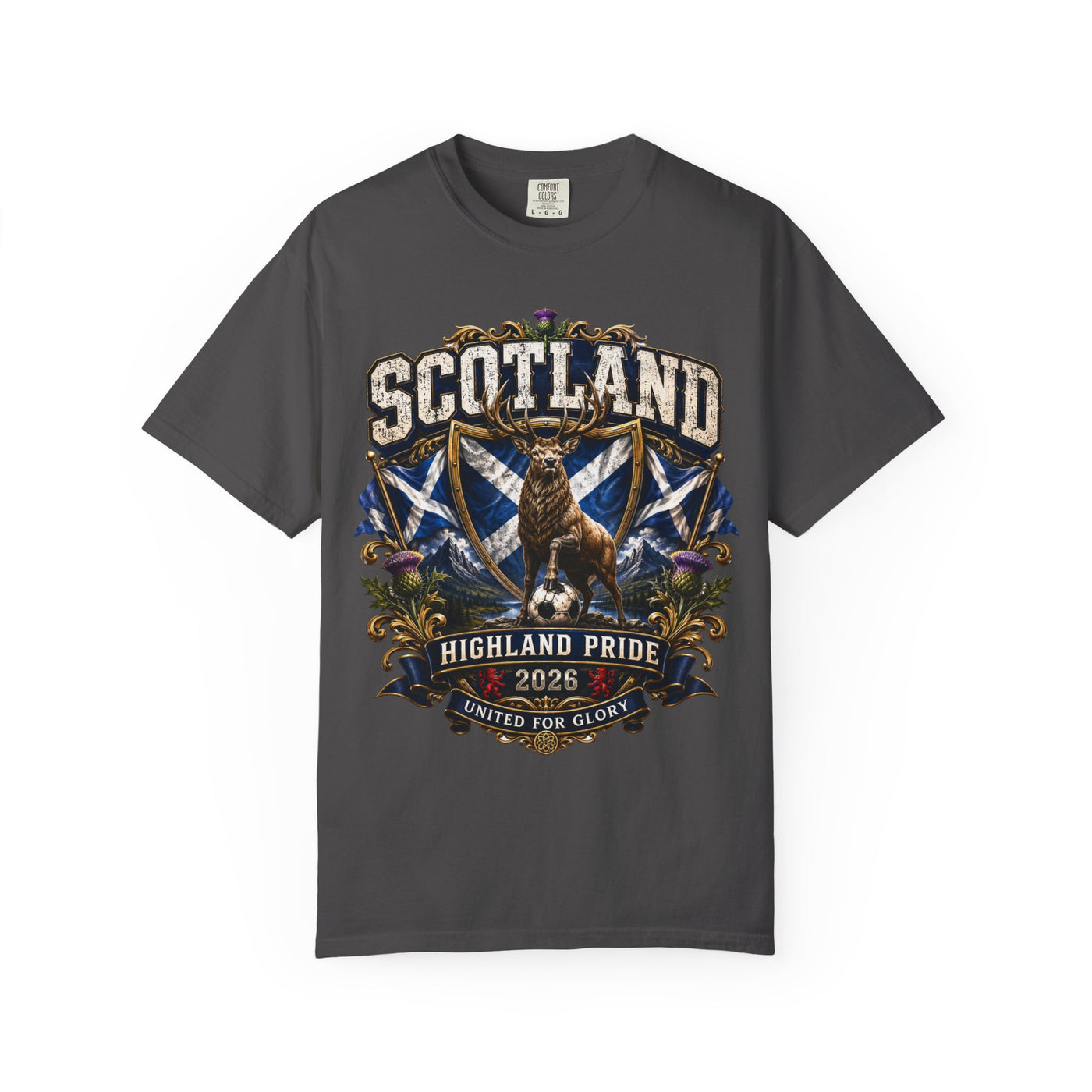 Scotland Highland Pride T-Shirt — 'United for Glory' 2026 Stag & Saltire Design image 4