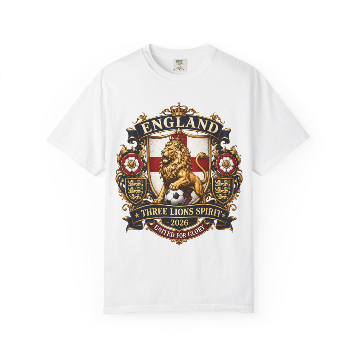 England Three Lions Crest T-Shirt — 'Three Lions Spirit' Football Fan Tee