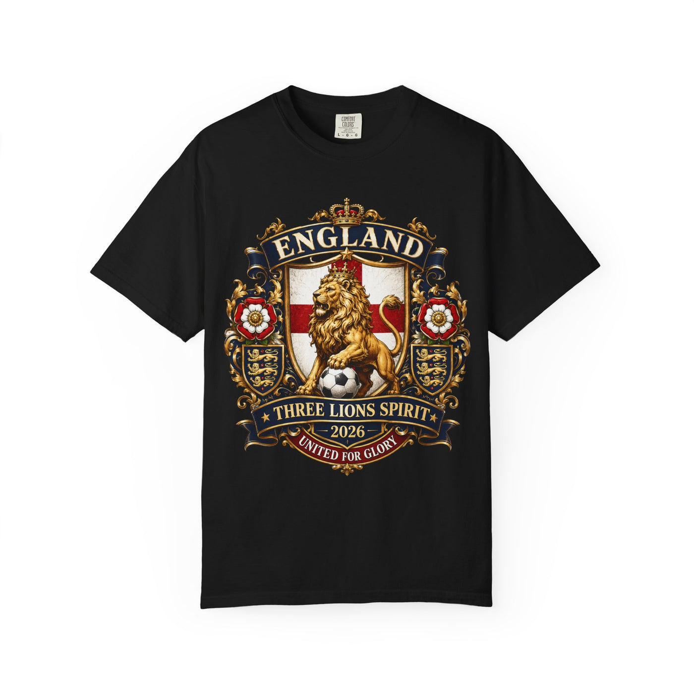 England Three Lions Crest T-Shirt — 'Three Lions Spirit' Football Fan Tee image 4