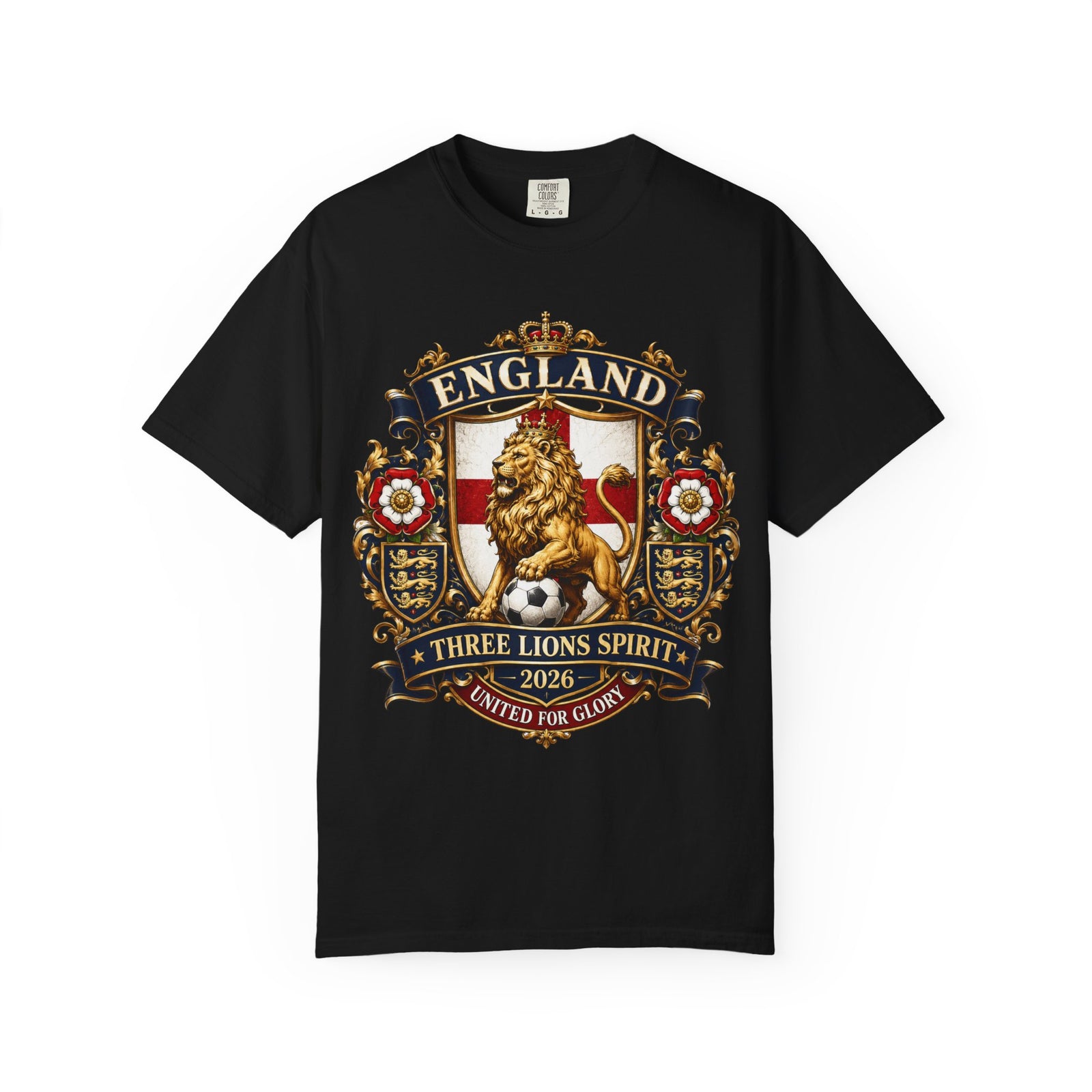 England Three Lions Crest T-Shirt — 'Three Lions Spirit' Football Fan Tee