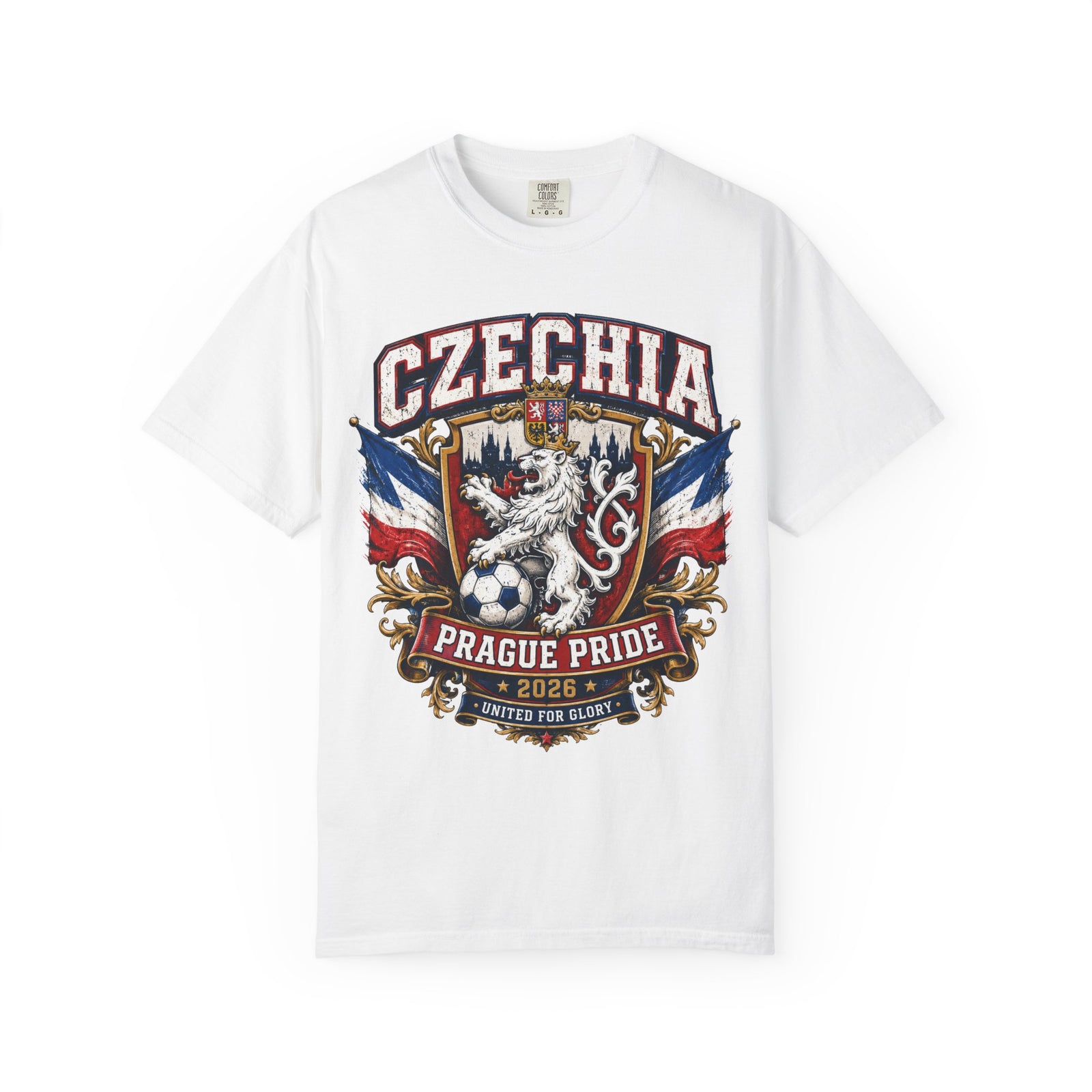 Czechia Prague Pride 2026 T-Shirt — Czech Lion Vintage Crest Tee