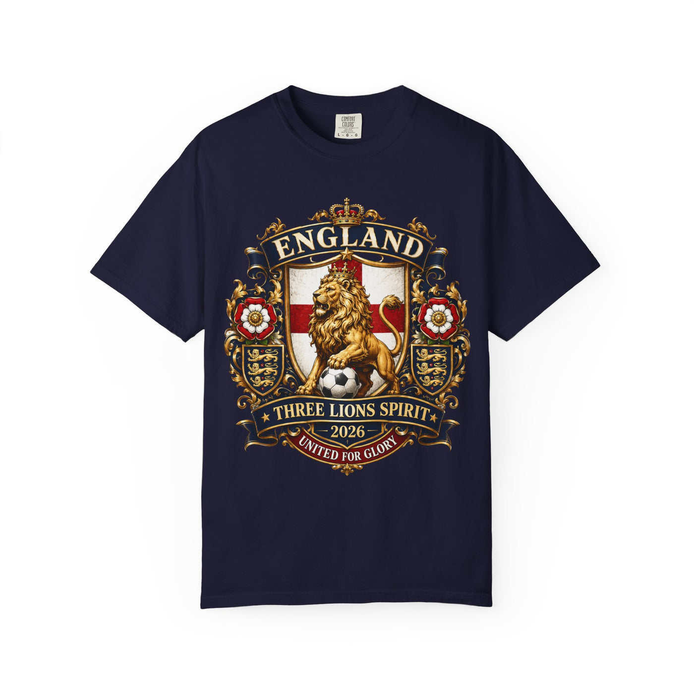 England Three Lions Crest T-Shirt — 'Three Lions Spirit' Football Fan Tee image 2