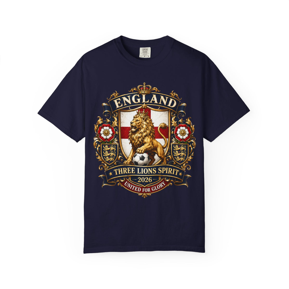 England Three Lions Crest T-Shirt — 'Three Lions Spirit' Football Fan Tee