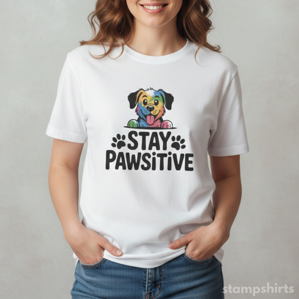 Stay Pawsitive Dog T-Shirt image 1