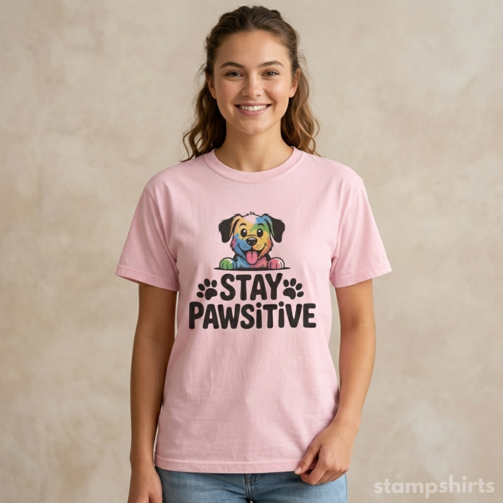 Stay Pawsitive Dog T-Shirt image 3