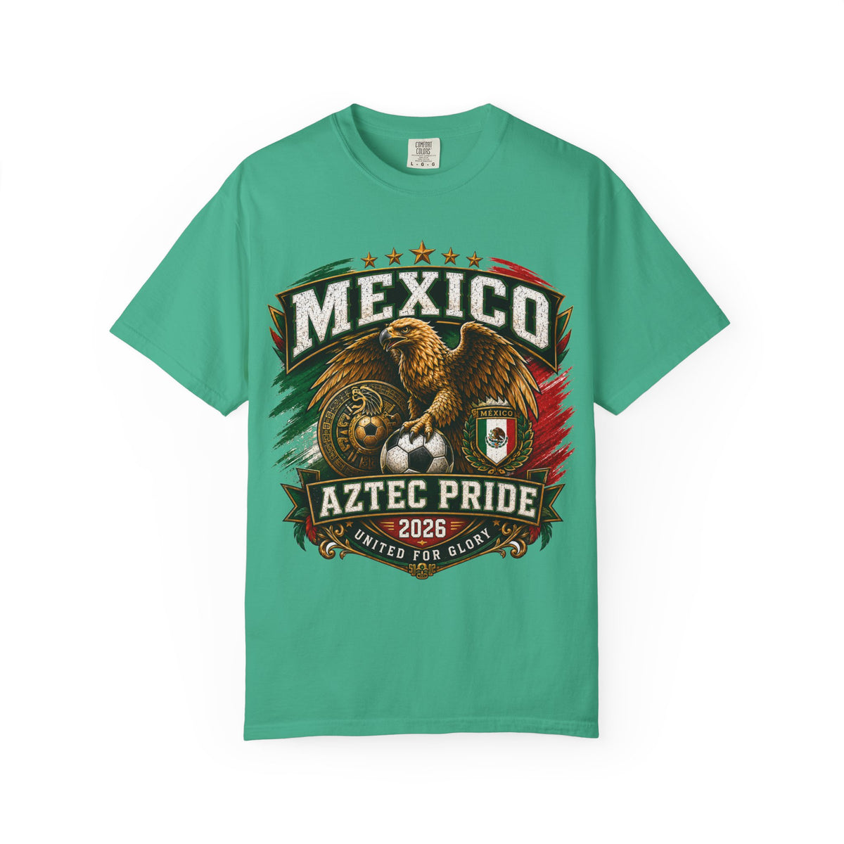 Mexico Aztec Pride T-Shirt — Vintage Eagle Shield Mexican Flag Tee