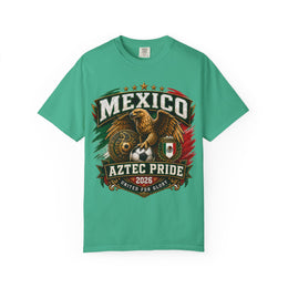 Mexico Aztec Pride T-Shirt — Vintage Eagle Shield Mexican Flag Tee thumbnail 2