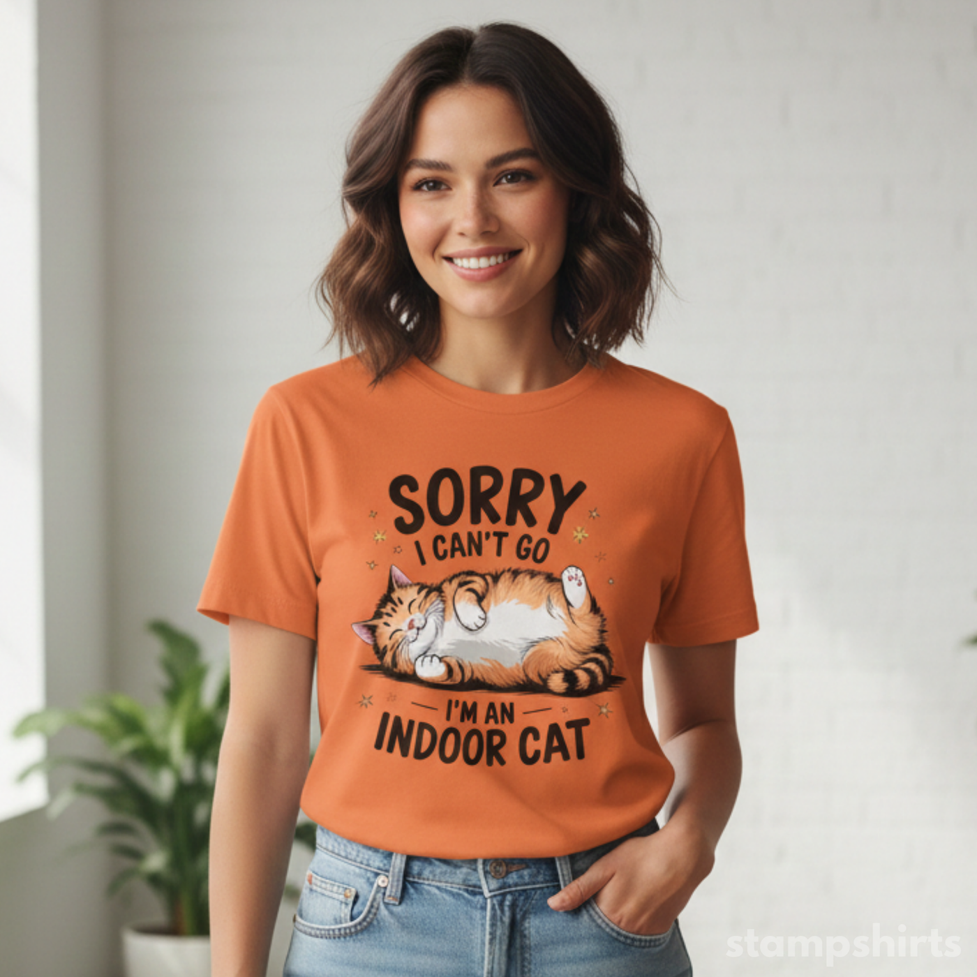 Sorry I Can't Go, I'm an Indoor Cat T-Shirt image 2