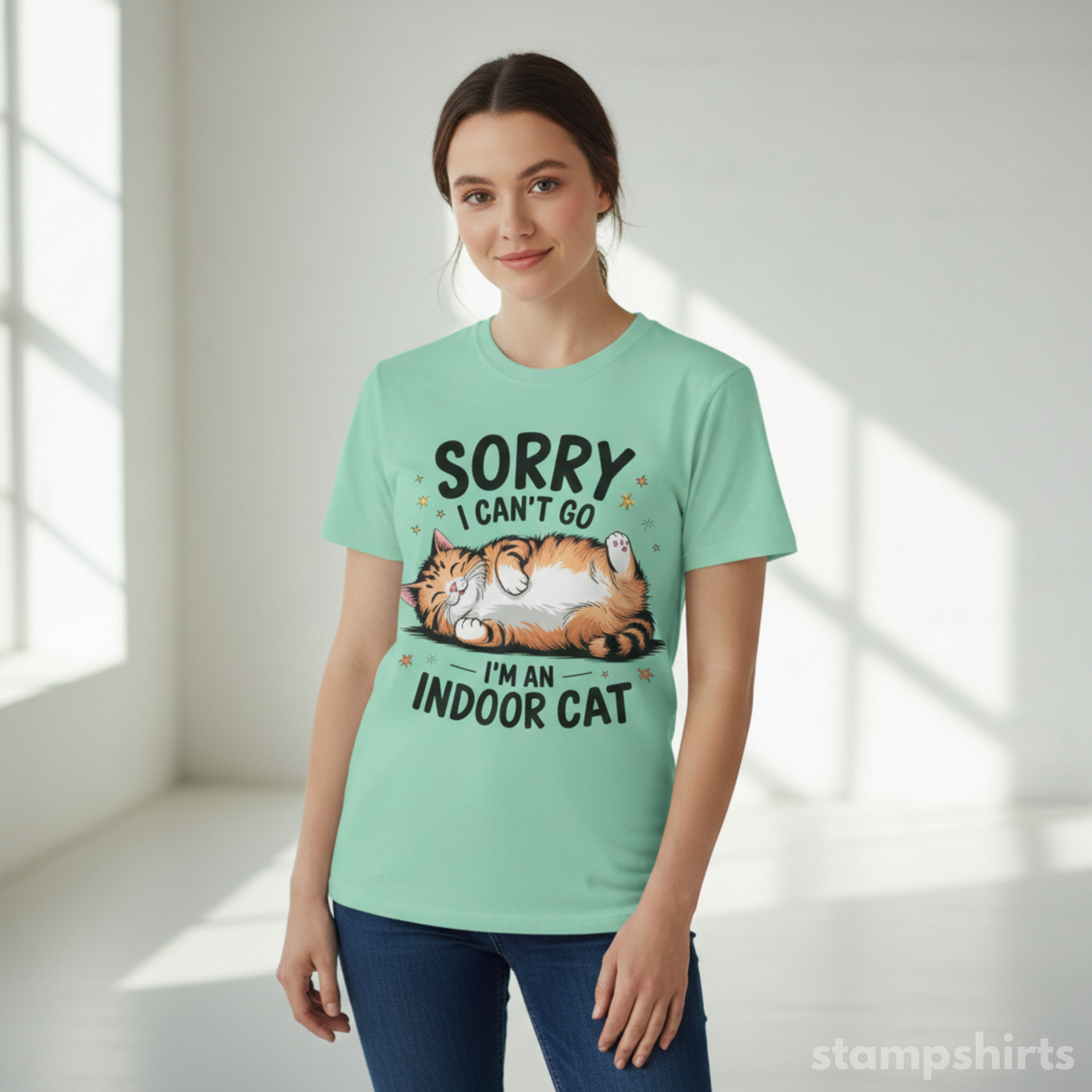 Sorry I Can't Go, I'm an Indoor Cat T-Shirt image 7