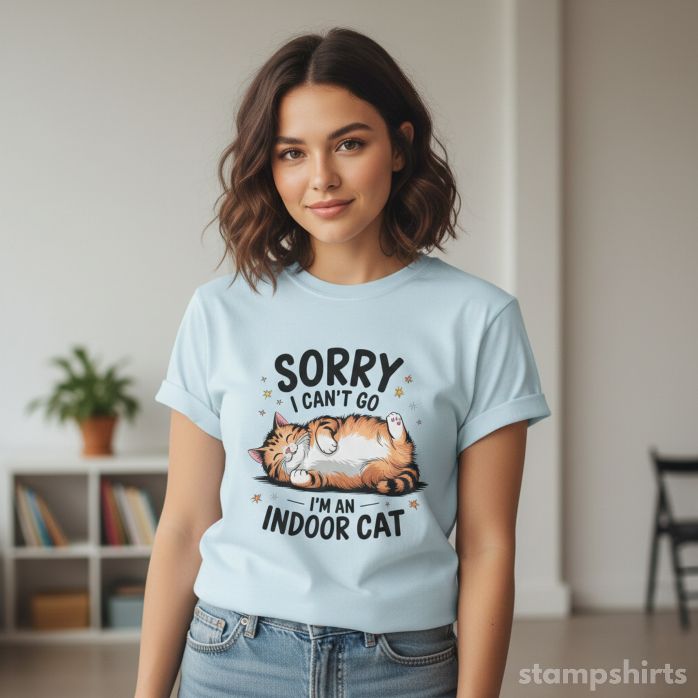 Sorry I Can't Go, I'm an Indoor Cat T-Shirt image 3