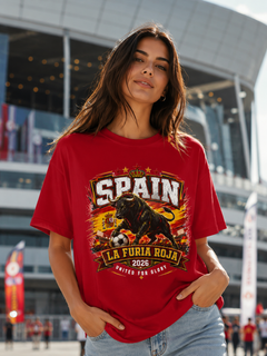 Spain La Furia Roja 2026 Bull Soccer T-Shirt