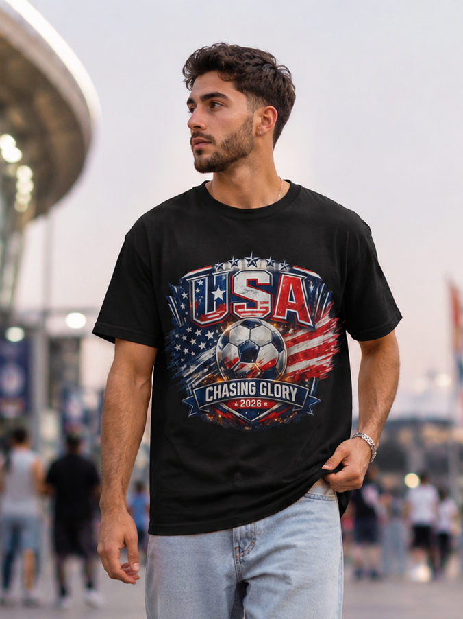 USA Soccer T-Shirt – Chasing Glory 2026 Patriotic Soccer Tee image 3