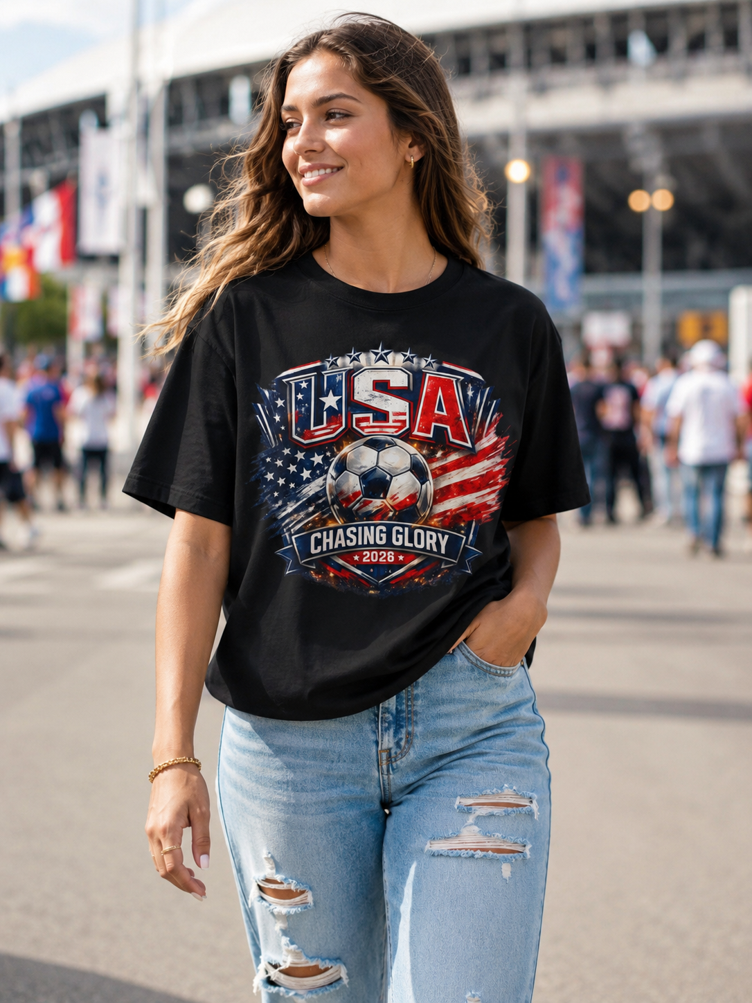 USA Soccer T-Shirt – Chasing Glory 2026 Patriotic Soccer Tee image 2