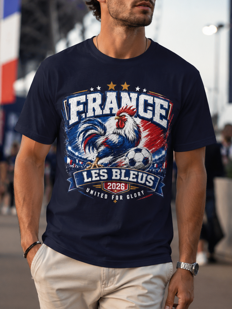 France Les Bleus Soccer T-Shirt — Rooster Football Fan Tee 2026