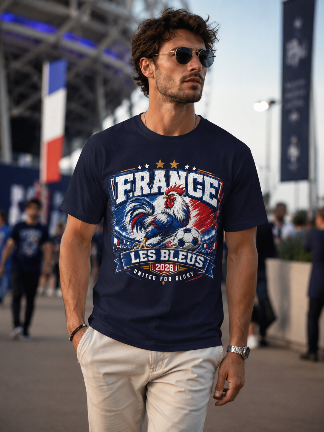 France Les Bleus Soccer T-Shirt — Rooster Football Fan Tee 2026 image 2