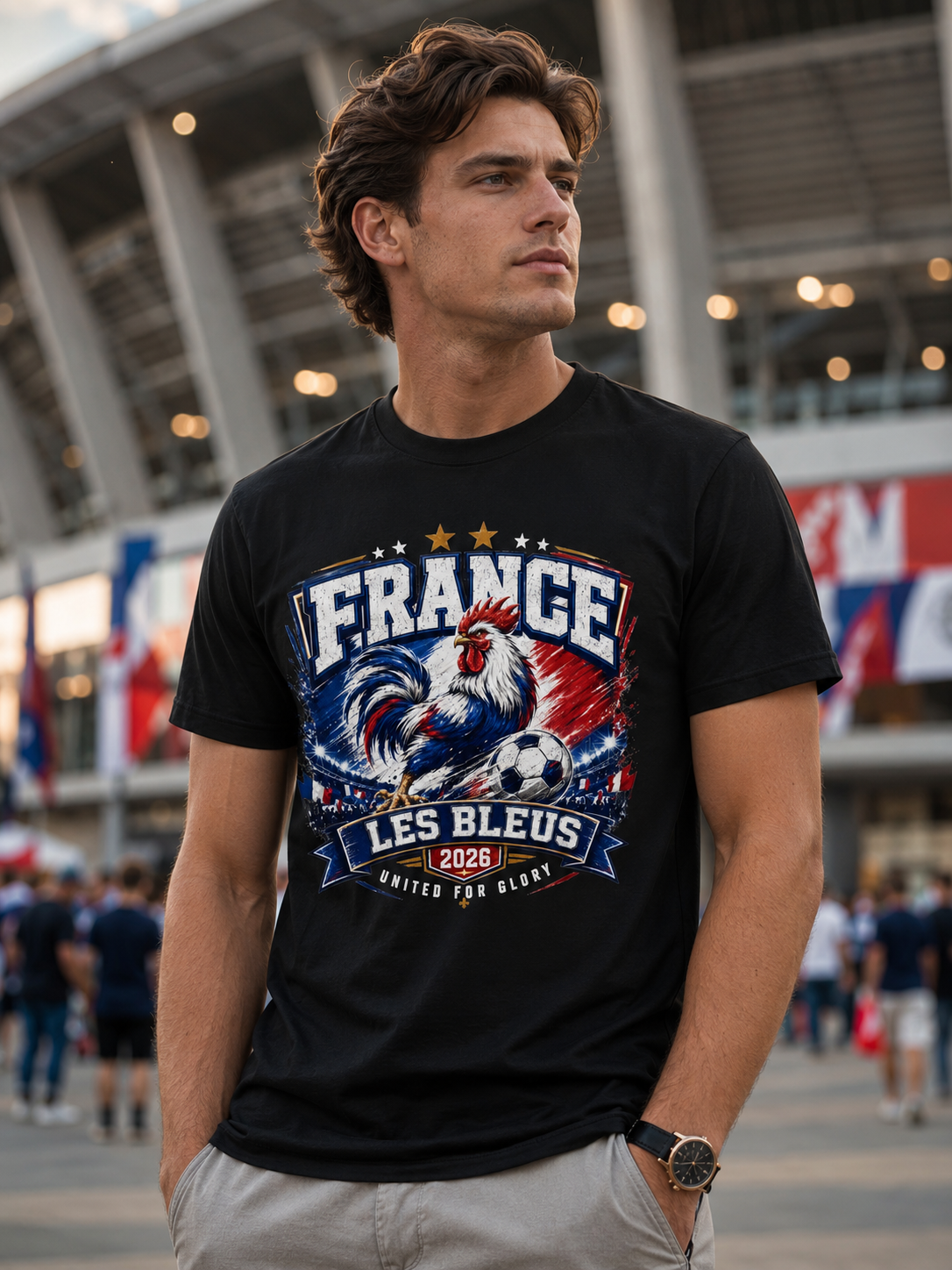 France Les Bleus Soccer T-Shirt — Rooster Football Fan Tee 2026 image 4