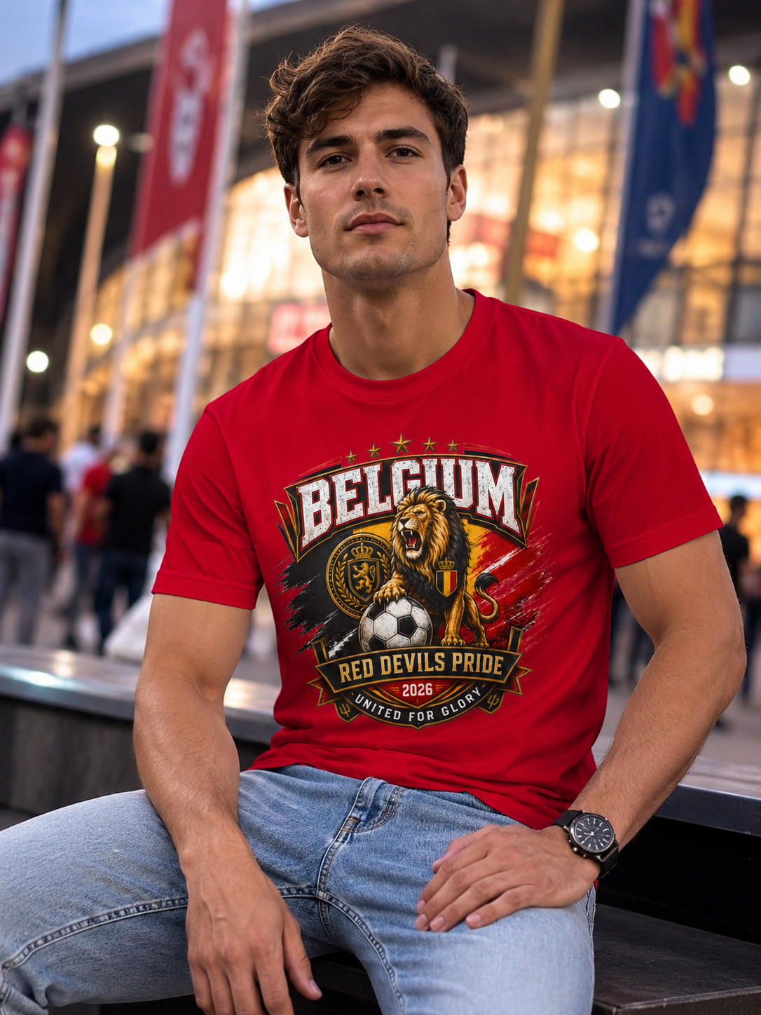 Belgium Red Devils Pride T-Shirt — Lion Soccer Fan Tee (United for Glory 2026) image 8