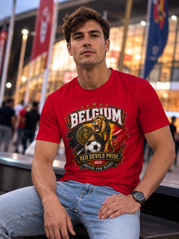 Belgium Red Devils Pride T-Shirt — Lion Soccer Fan Tee (United for Glory 2026) thumbnail 8