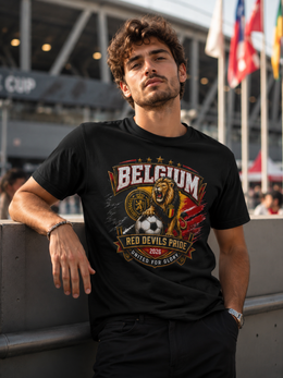 Belgium Red Devils Pride T-Shirt — Lion Soccer Fan Tee (United for Glory 2026) thumbnail 2