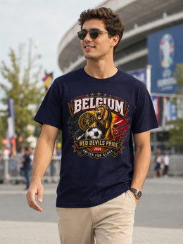 Belgium Red Devils Pride T-Shirt — Lion Soccer Fan Tee (United for Glory 2026) thumbnail 4