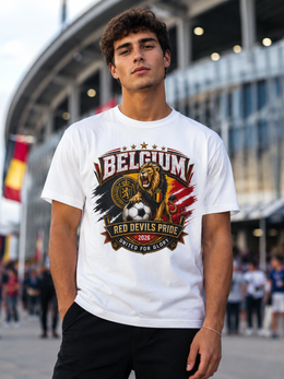 Belgium Red Devils Pride T-Shirt — Lion Soccer Fan Tee (United for Glory 2026) thumbnail 6