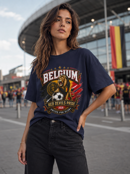 Belgium Red Devils Pride T-Shirt — Lion Soccer Fan Tee (United for Glory 2026) thumbnail 5