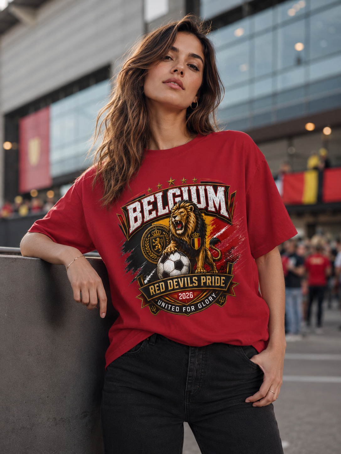 Belgium Red Devils Pride T-Shirt — Lion Soccer Fan Tee (United for Glory 2026) image 9