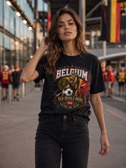 Belgium Red Devils Pride T-Shirt — Lion Soccer Fan Tee (United for Glory 2026) thumbnail 3