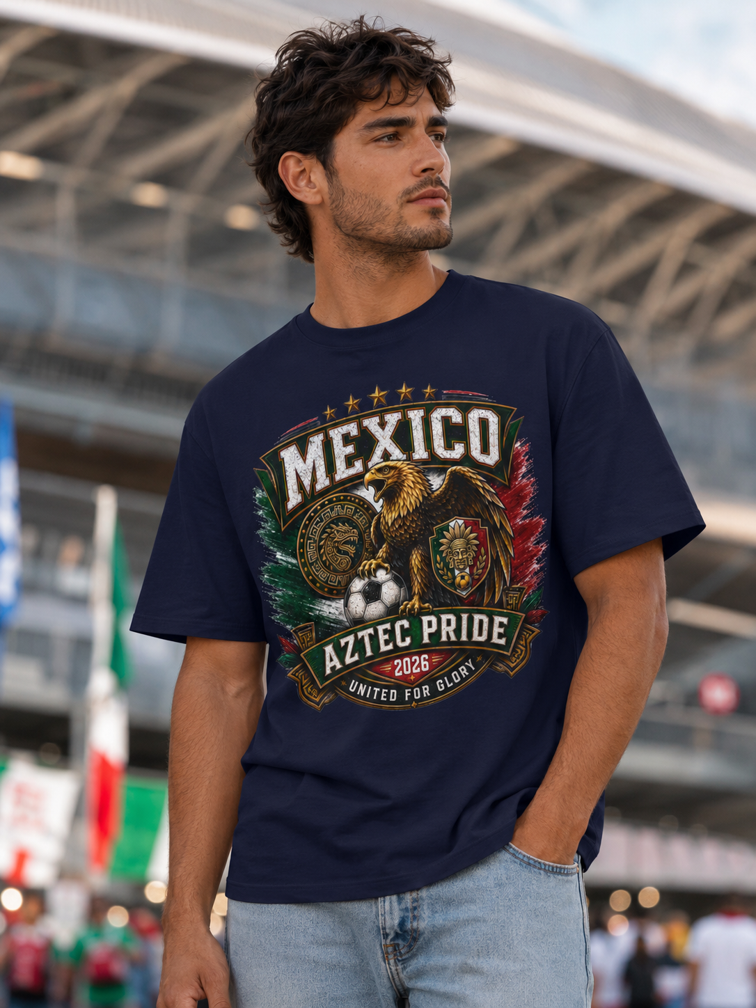 Mexico Aztec Pride T-Shirt — 2026 Eagle Soccer Crest