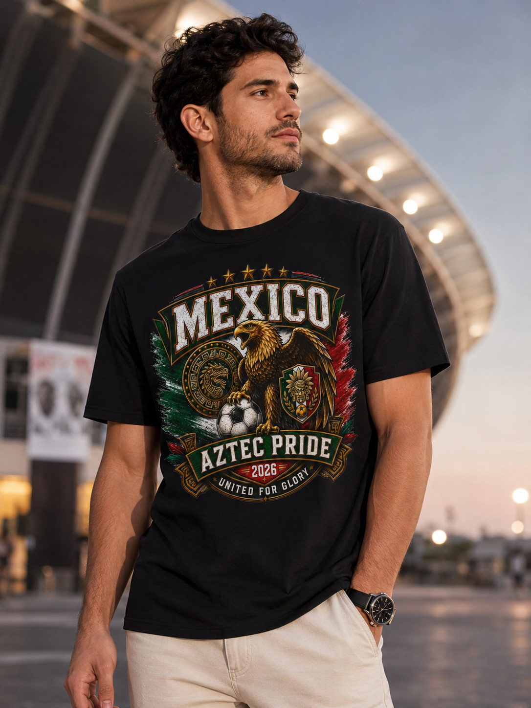 Mexico Aztec Pride T-Shirt — 2026 Eagle Soccer Crest