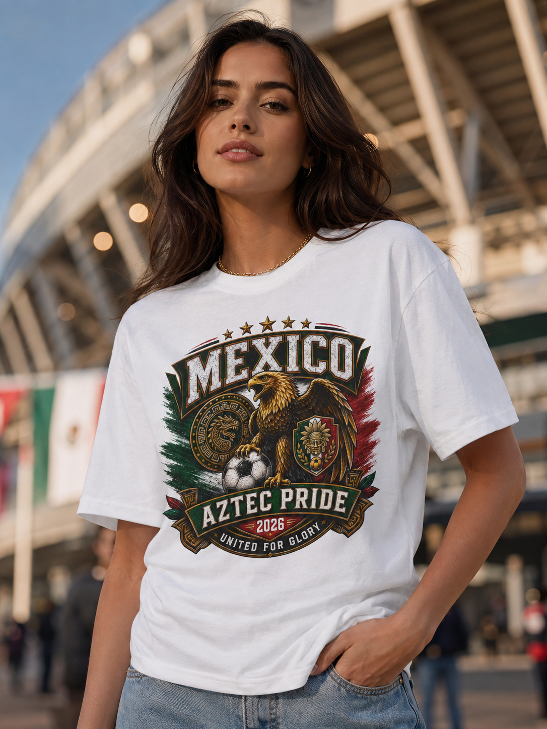 Mexico Aztec Pride T-Shirt — 2026 Eagle Soccer Crest