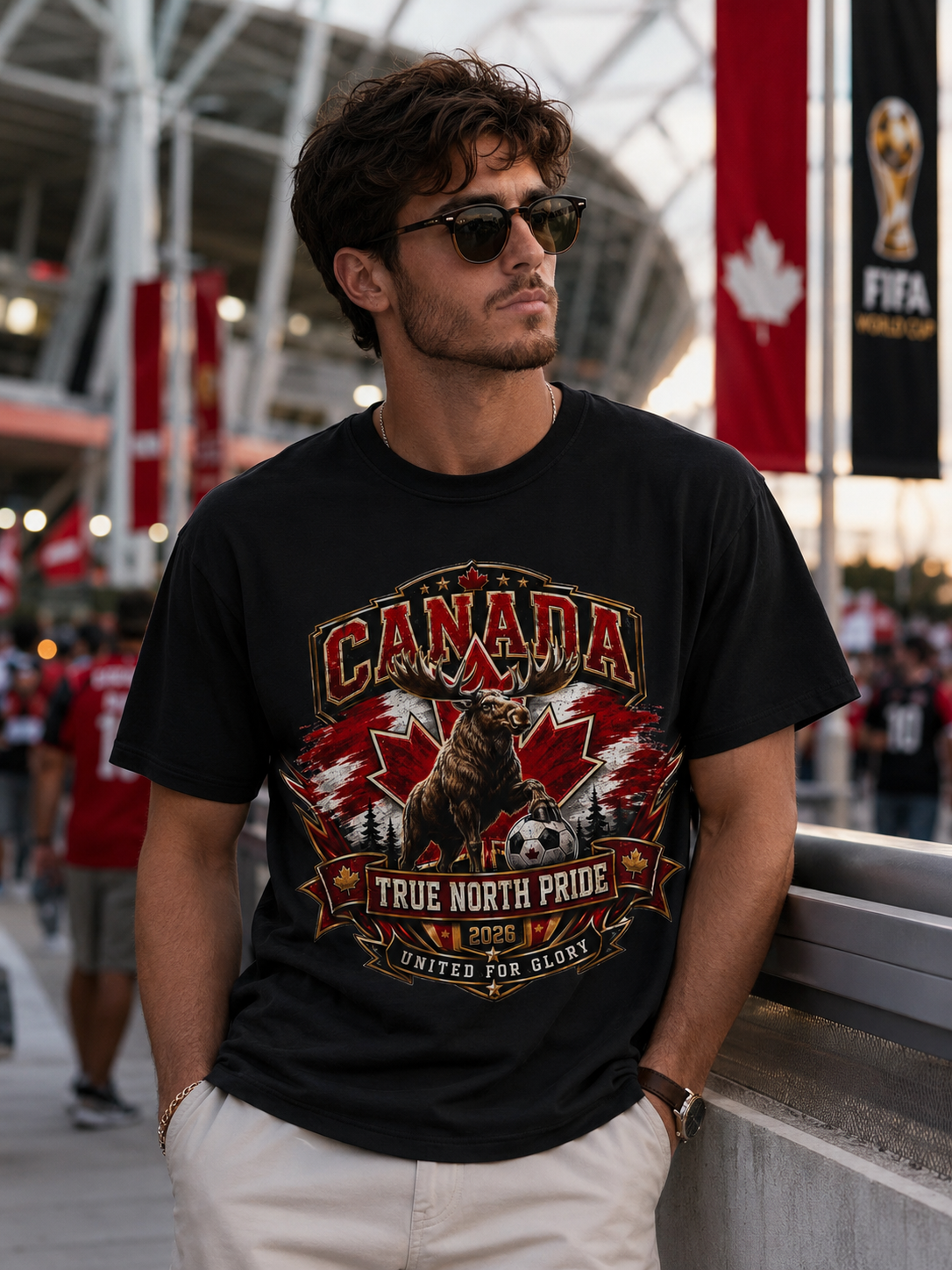 Canada True North Pride T-Shirt — Moose & Maple Leaf Graphic