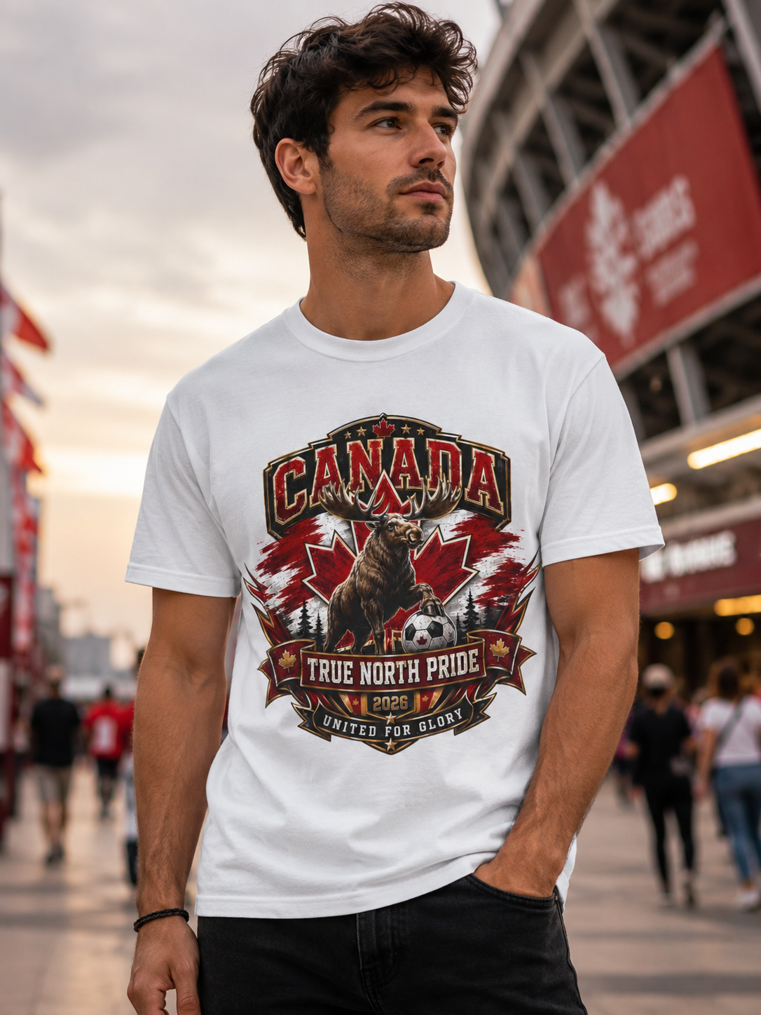 Canada True North Pride T-Shirt — Moose & Maple Leaf Graphic