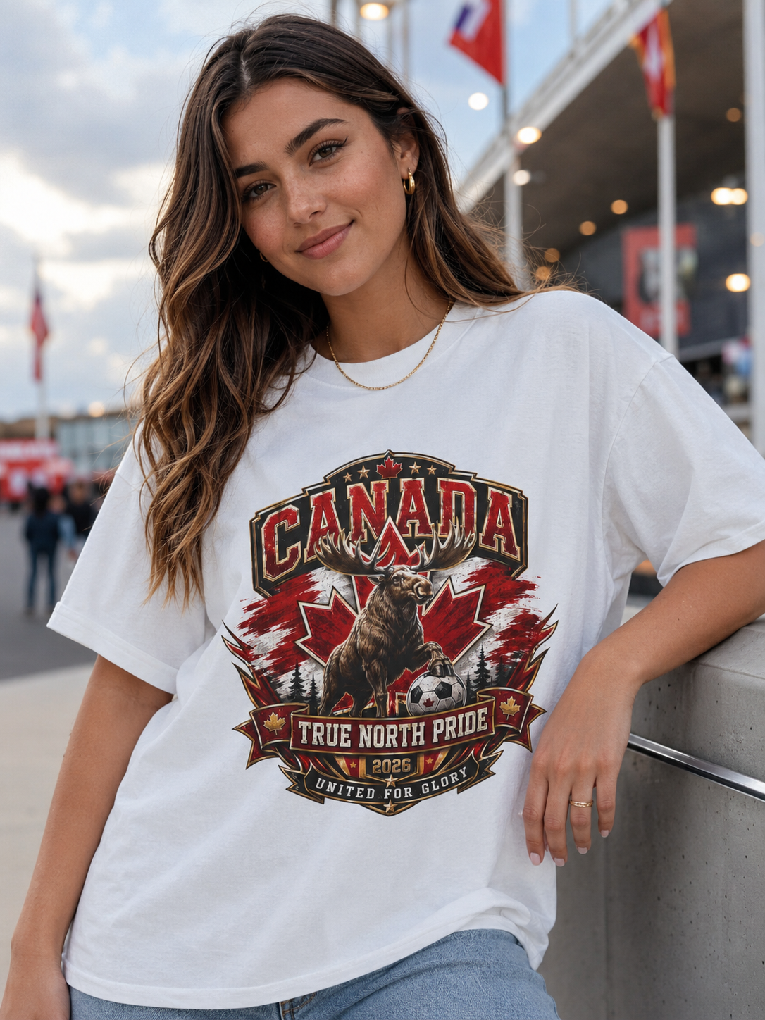 Canada True North Pride T-Shirt — Moose & Maple Leaf Graphic