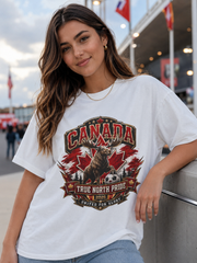 Canada True North Pride T-Shirt — Moose & Maple Leaf Graphic