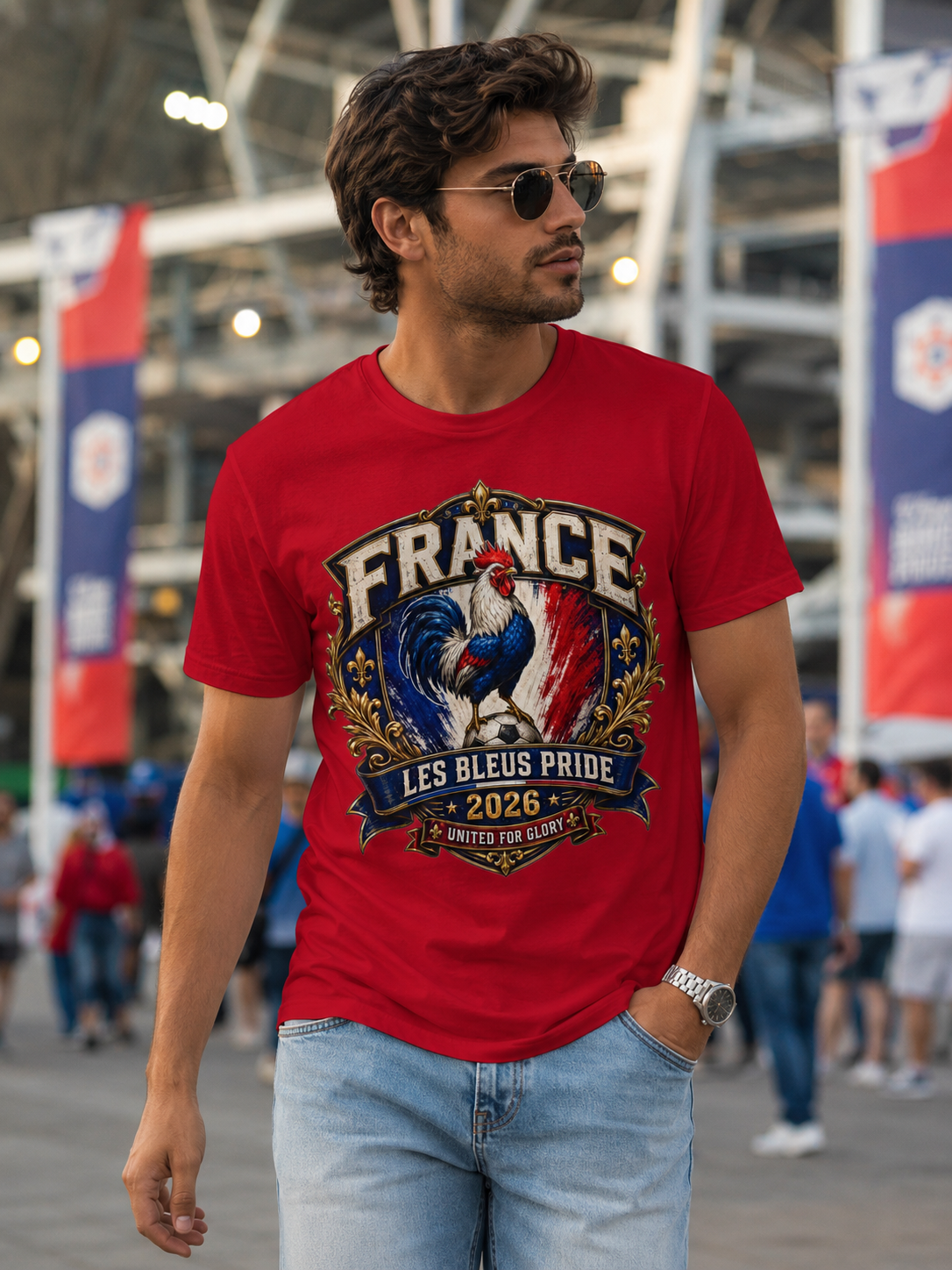 France Les Bleus Pride 2026 T-Shirt — French Rooster Soccer Fan Tee