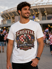 Croatia Vatreni Pride T-Shirt — 2026 Crest with Hawk & Checkerboard