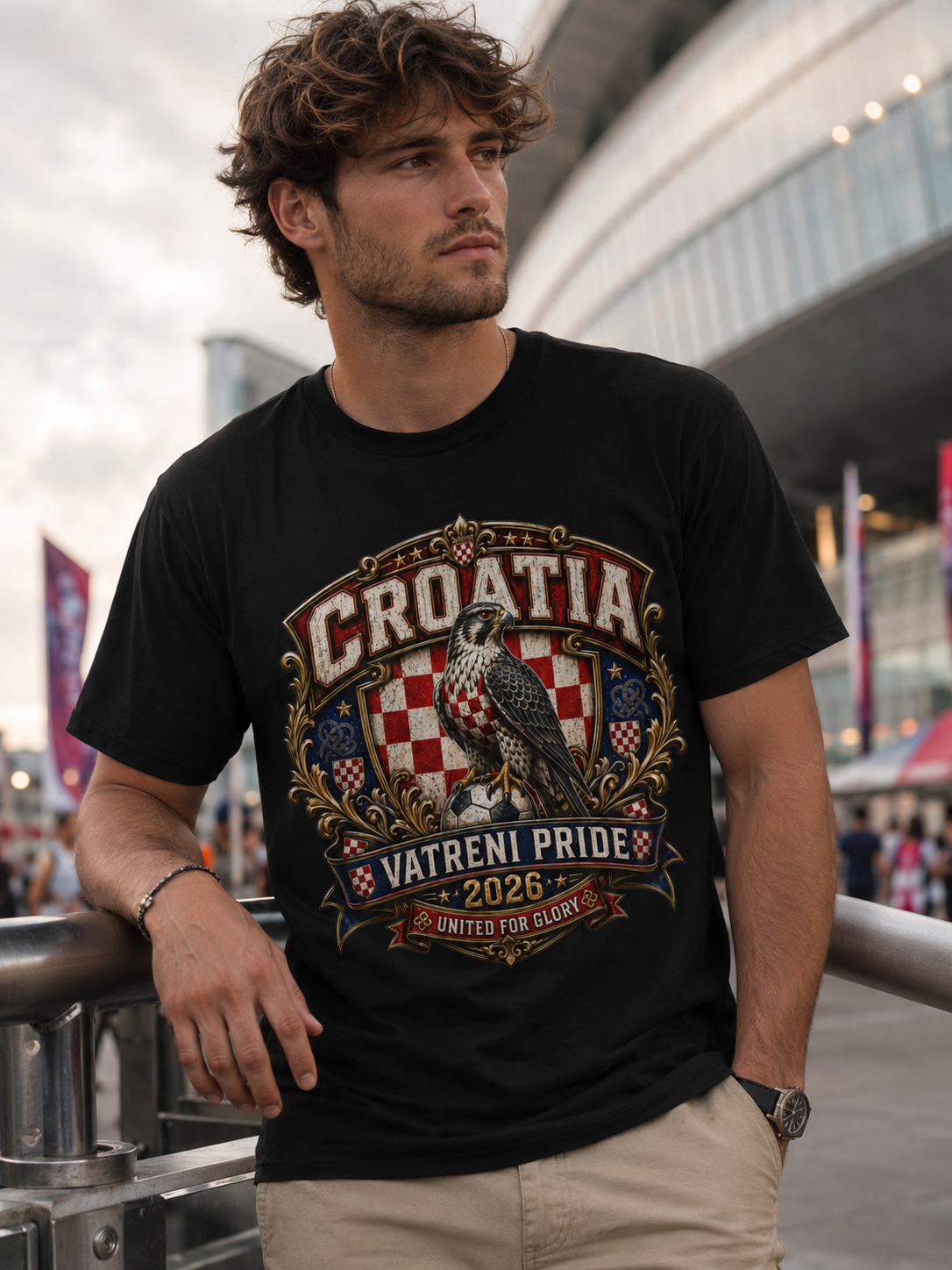 Croatia Vatreni Pride T-Shirt — 2026 Crest with Hawk & Checkerboard