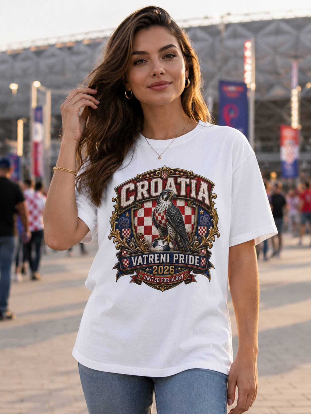 Croatia Vatreni Pride T-Shirt — 2026 Crest with Hawk & Checkerboard