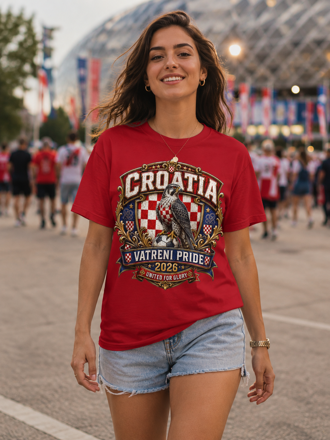 Croatia Vatreni Pride T-Shirt — 2026 Crest with Hawk & Checkerboard
