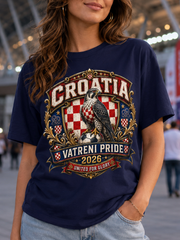 Croatia Vatreni Pride T-Shirt — 2026 Crest with Hawk & Checkerboard