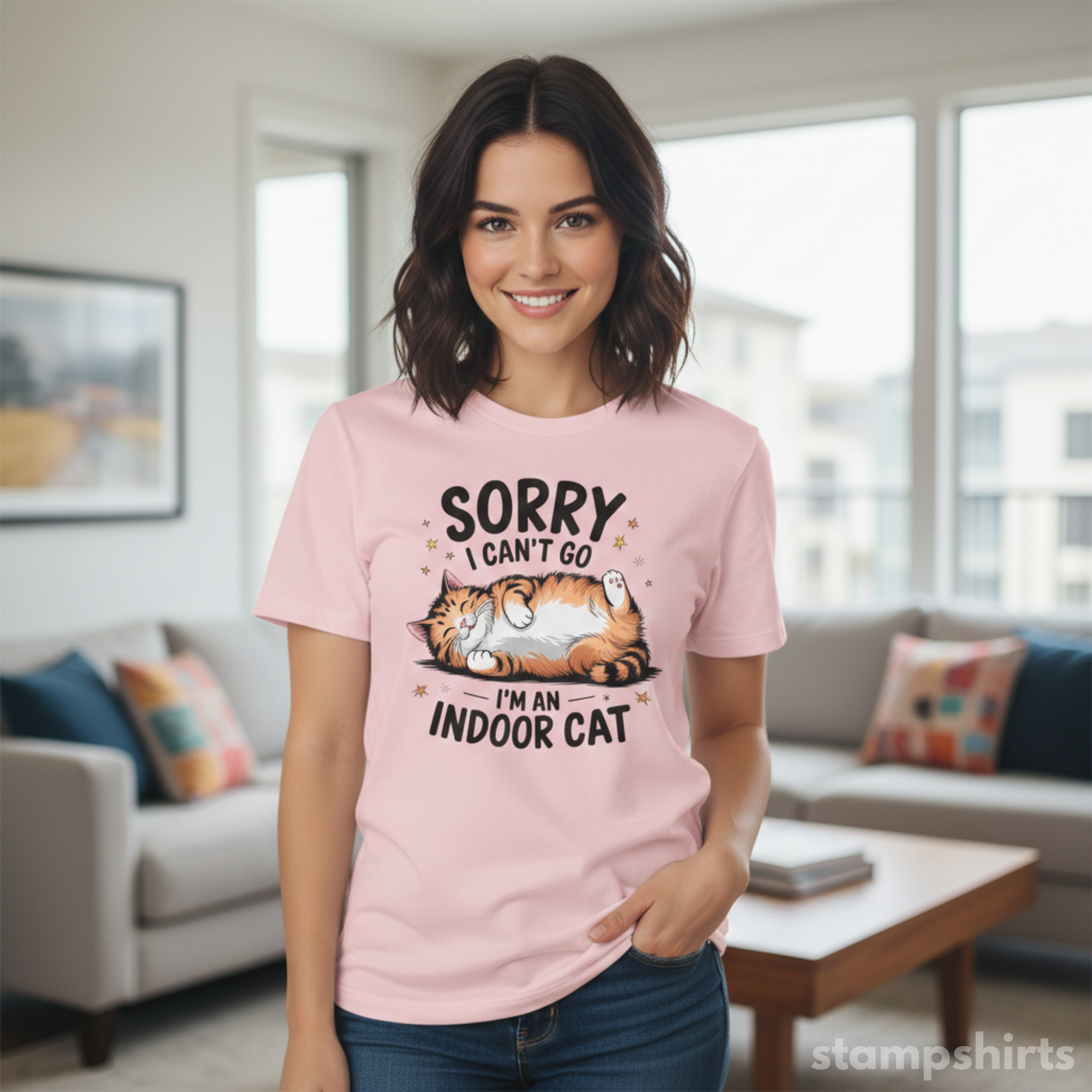 Sorry I Can't Go, I'm an Indoor Cat T-Shirt image 6