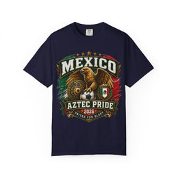 Mexico Aztec Pride T-Shirt — Vintage Eagle Shield Mexican Flag Tee thumbnail 1
