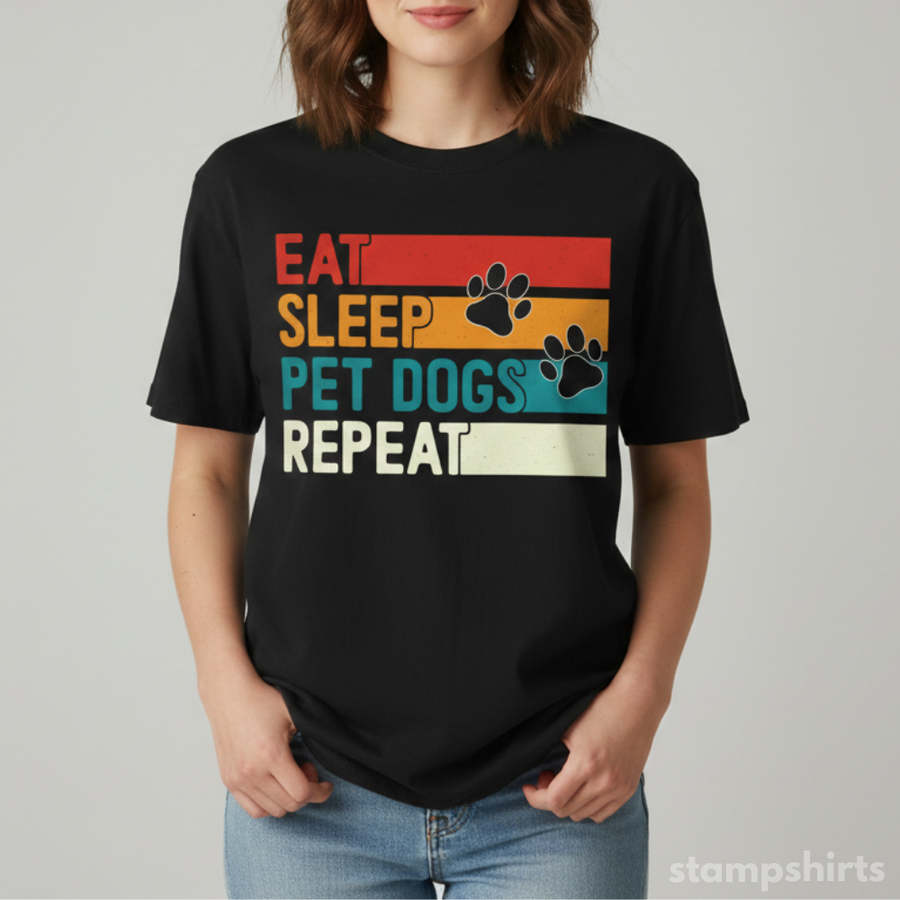 Eat Sleep Pet Dogs Repeat T-Shirt